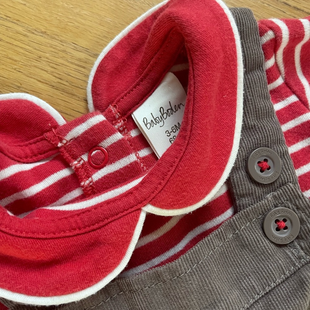 MINI BODEN VGUC Corduroy Penguin Embroidered Appliqué Overalls & Shirt Set - Picture 2 of 4